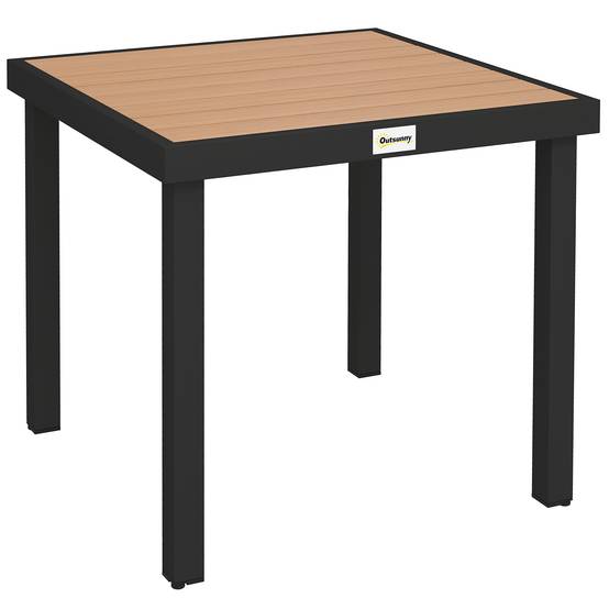 Table jardin plastique cadre aluminium 78x78x74cm noire résistante, repas 4 personnes extérieur - Image 1
