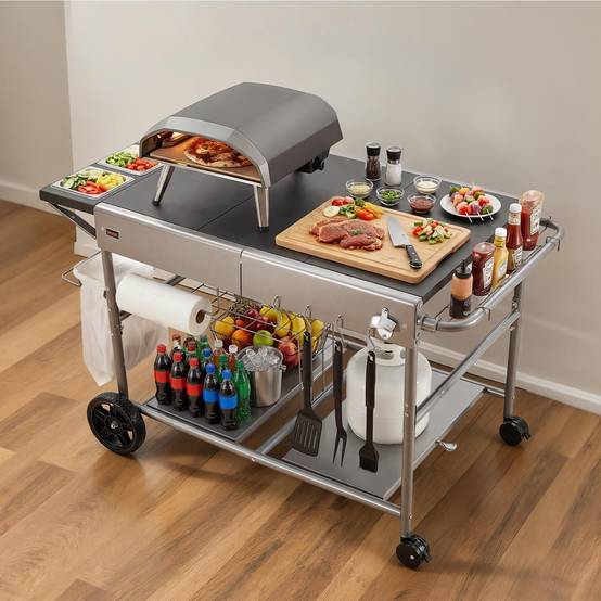 Vevor - VEVOR Desserte de Jardin Chariot de Barbecue pour Plancha 136x76x79 cm Cuisine - Image 8