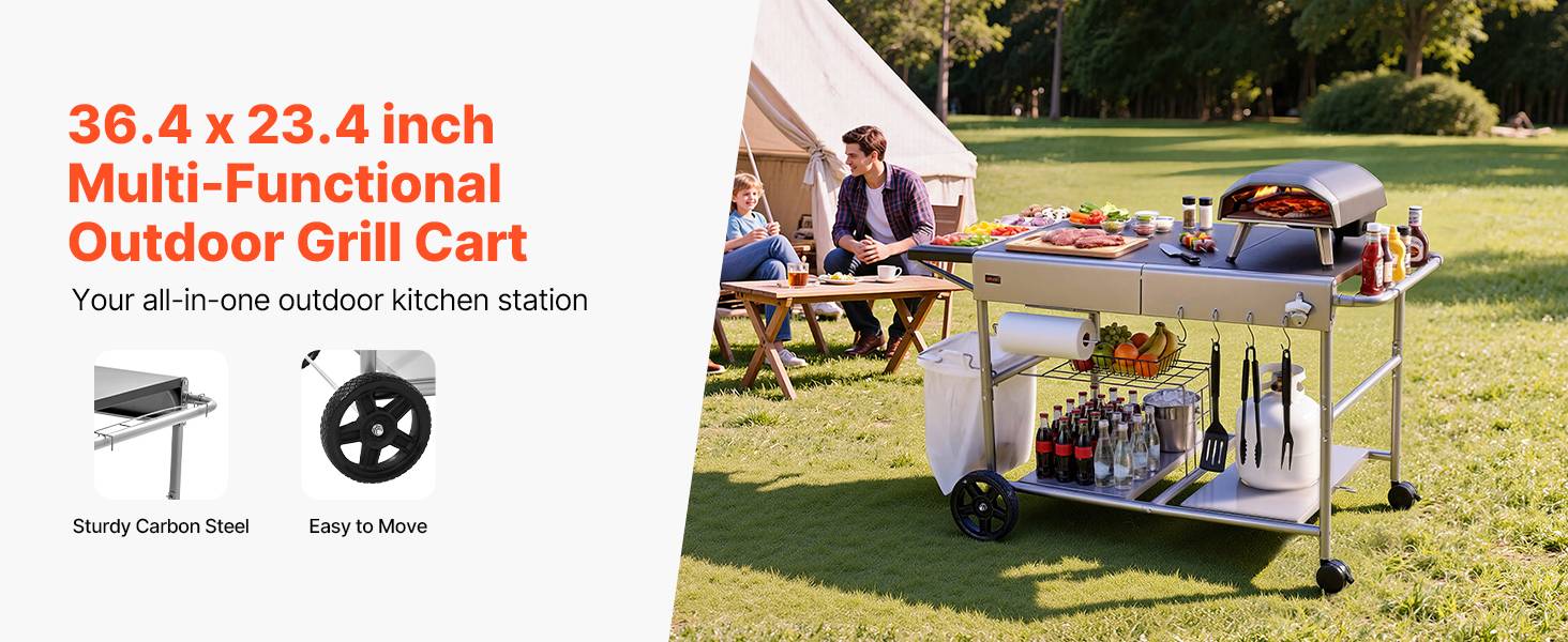 Vevor - VEVOR Desserte de Jardin Chariot de Barbecue pour Plancha 136x76x79 cm Cuisine - Image 9