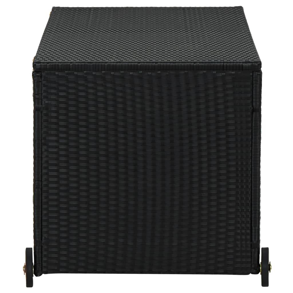 Coffre de rangement - Boîte de rangement extérieure - Coffre de jardin noir 120x65x61 cm résine tressée - Image 3