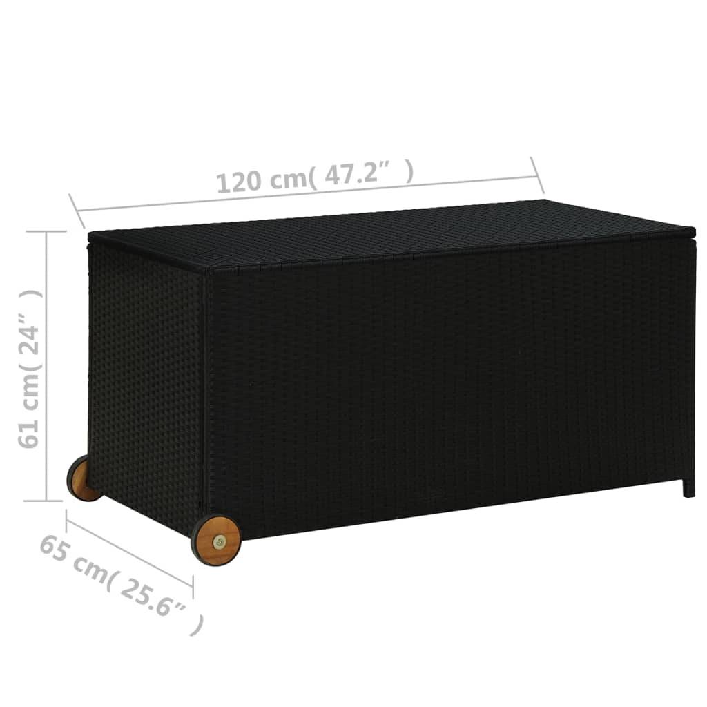 Coffre de rangement - Boîte de rangement extérieure - Coffre de jardin noir 120x65x61 cm résine tressée - Image 8