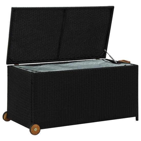 Coffre de rangement - Boîte de rangement extérieure - Coffre de jardin noir 120x65x61 cm résine tressée - Image 5