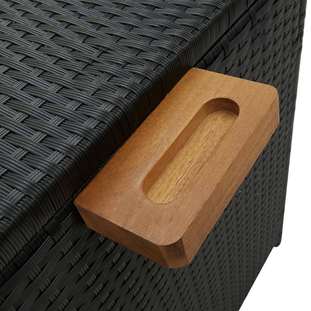 Coffre de rangement - Boîte de rangement extérieure - Coffre de jardin noir 120x65x61 cm résine tressée - Image 7