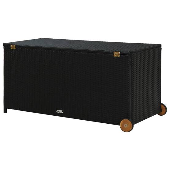 Coffre de rangement - Boîte de rangement extérieure - Coffre de jardin noir 120x65x61 cm résine tressée - Image 4