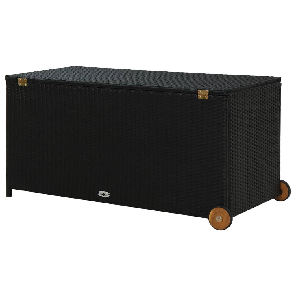 Coffre de rangement - Boîte de rangement extérieure - Coffre de jardin noir 120x65x61 cm résine tressée - Image 4