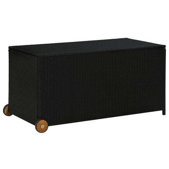 Coffre de rangement - Boîte de rangement extérieure - Coffre de jardin noir 120x65x61 cm résine tressée - Image 2
