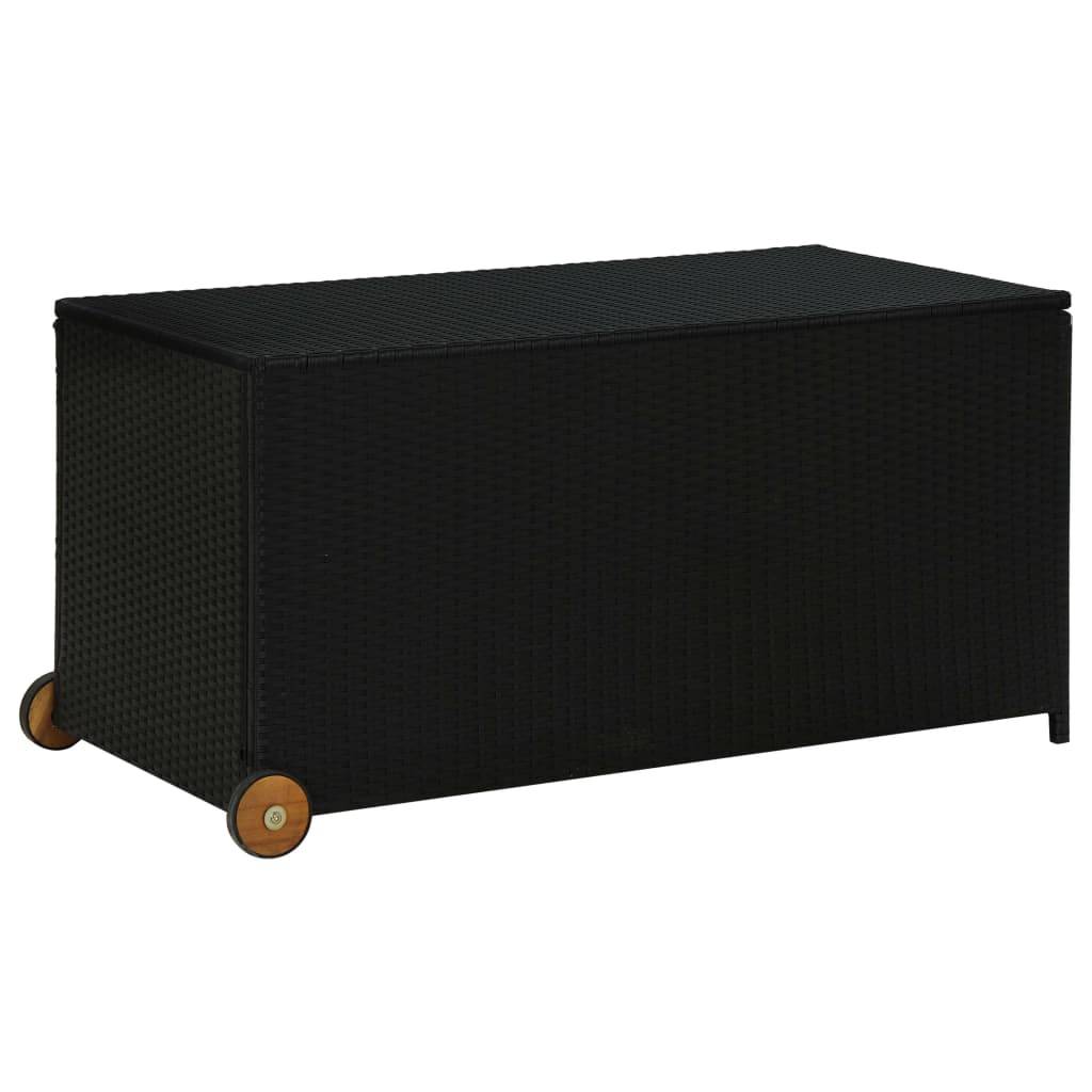 Coffre de rangement - Boîte de rangement extérieure - Coffre de jardin noir 120x65x61 cm résine tressée - Image 2