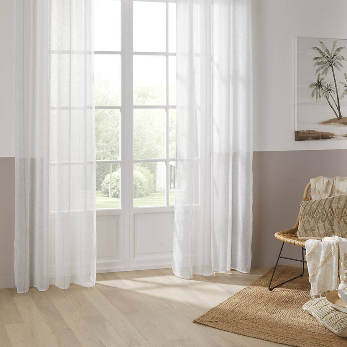Atmosphera - Voilage "Nata" blanc 140x240cm - Atmosphera Créateur d'intérieur - Image 1