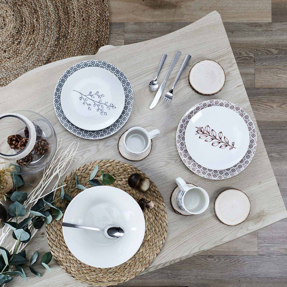 The Home Deco Factory - Saladier en porcelaine Cottage 24 cm Gris - Imagen 4