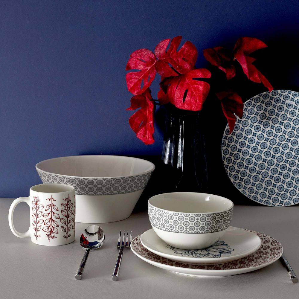 The Home Deco Factory - Saladier en porcelaine Cottage 24 cm Gris - Imagen 2