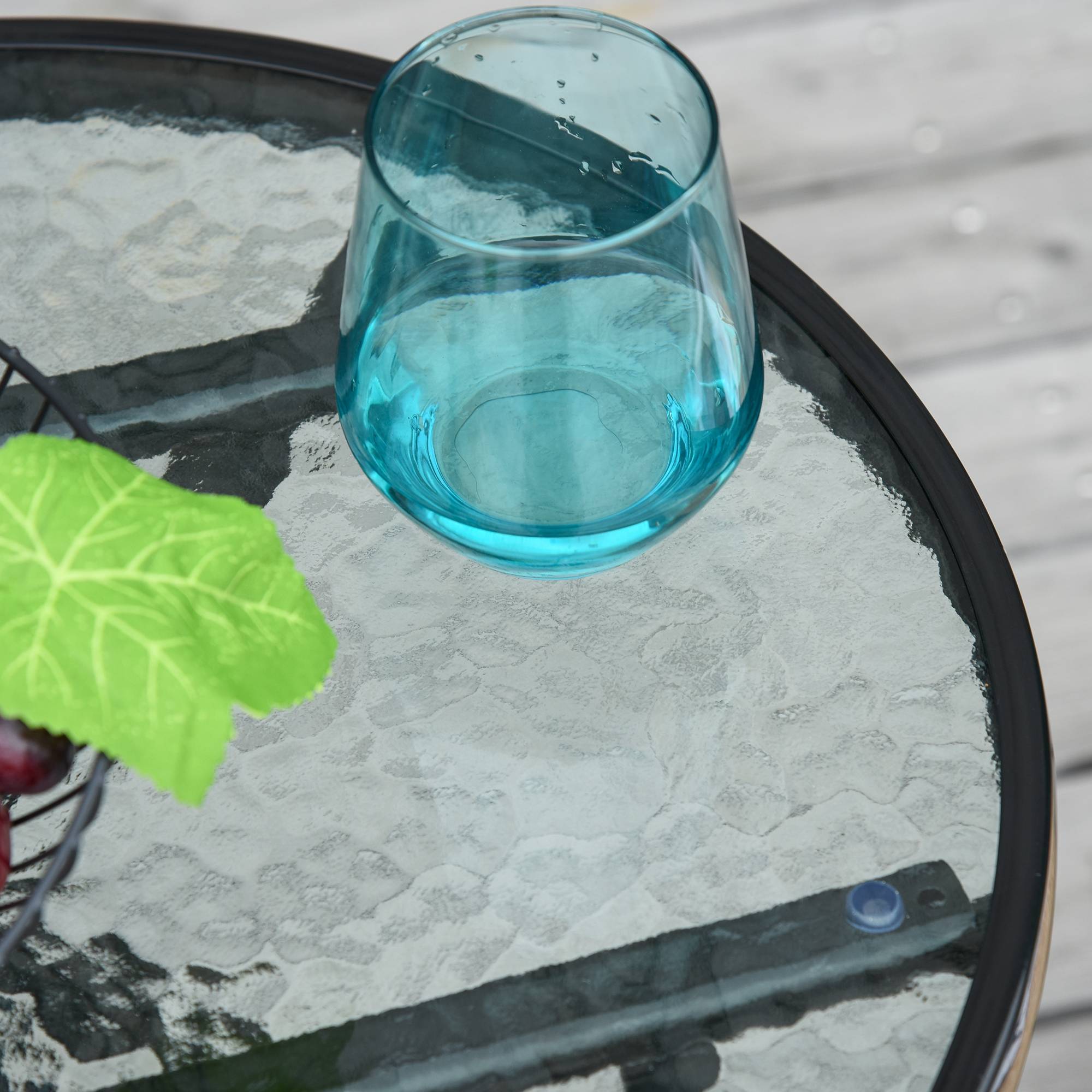 Table d'appoint pliante métal verre pour extérieur boucle sécurité 45x50cm noir - ComfortXL Outdoor Living - Image 10