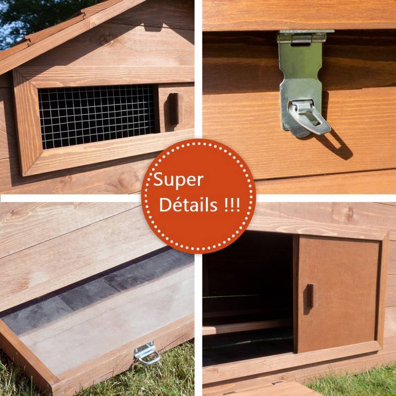 Poulailler en bois  pour jardin extérieure cage canard équipé 2 nichoirs 185 x 84 x 112 cm Modèle 154 Ferme de terrain - Image 5