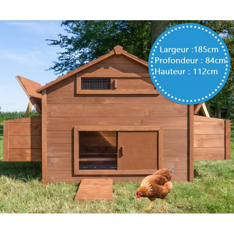 Poulailler en bois  pour jardin extérieure cage canard équipé 2 nichoirs 185 x 84 x 112 cm Modèle 154 Ferme de terrain - Image 4