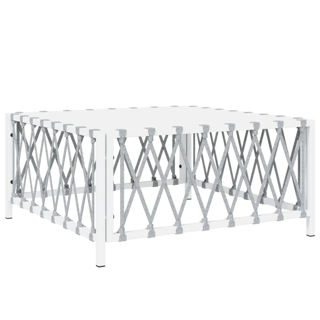 Helloshop26 - Salon de jardin meuble d'extérieur ensemble de mobilier avec coussins 5 pièces blanc acier - Imagen 5