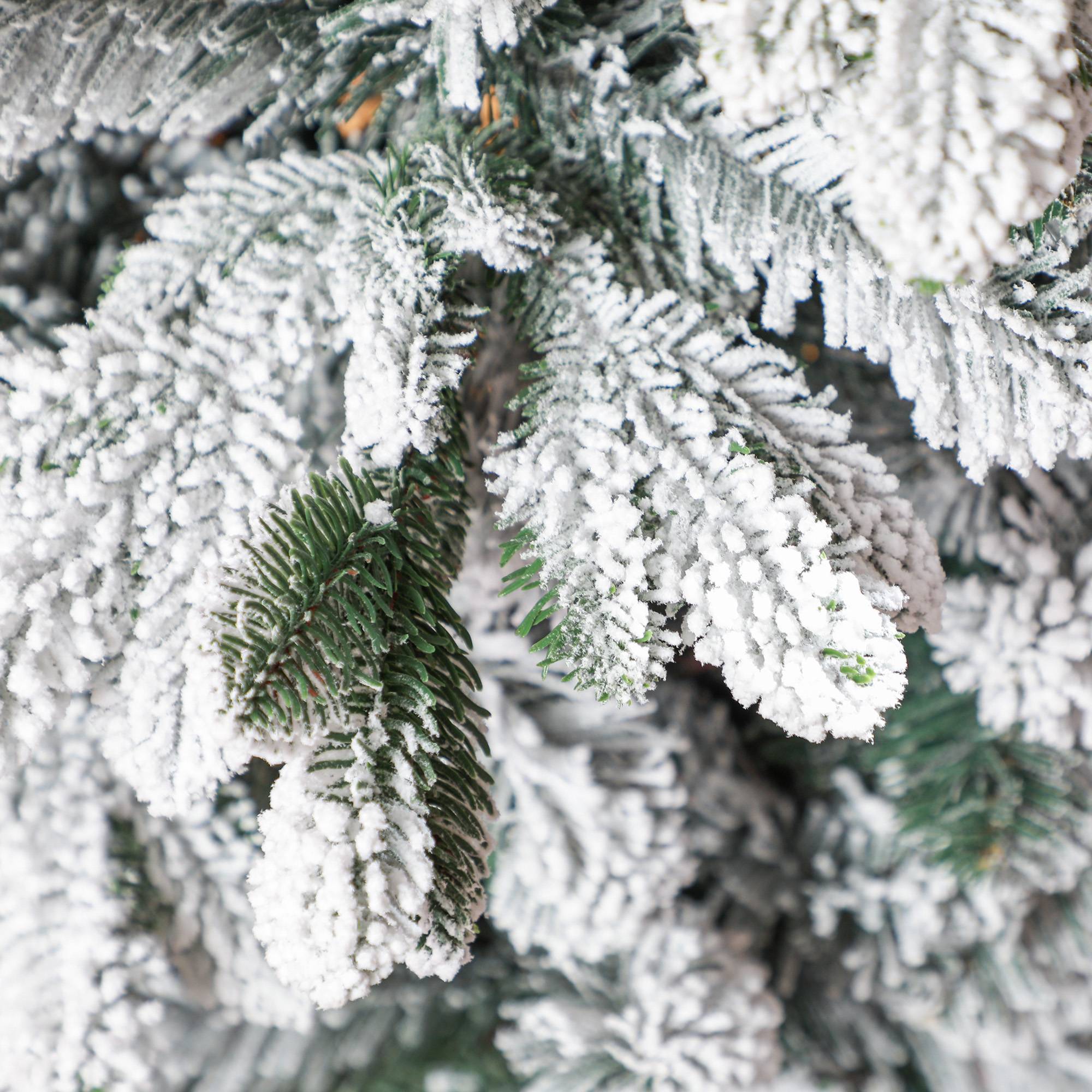 Sapin de Noël artificiel 180 cm Arbre de Noël avec support en métal 1489 branches enneigées, pommes de pin, vert - Image 10
