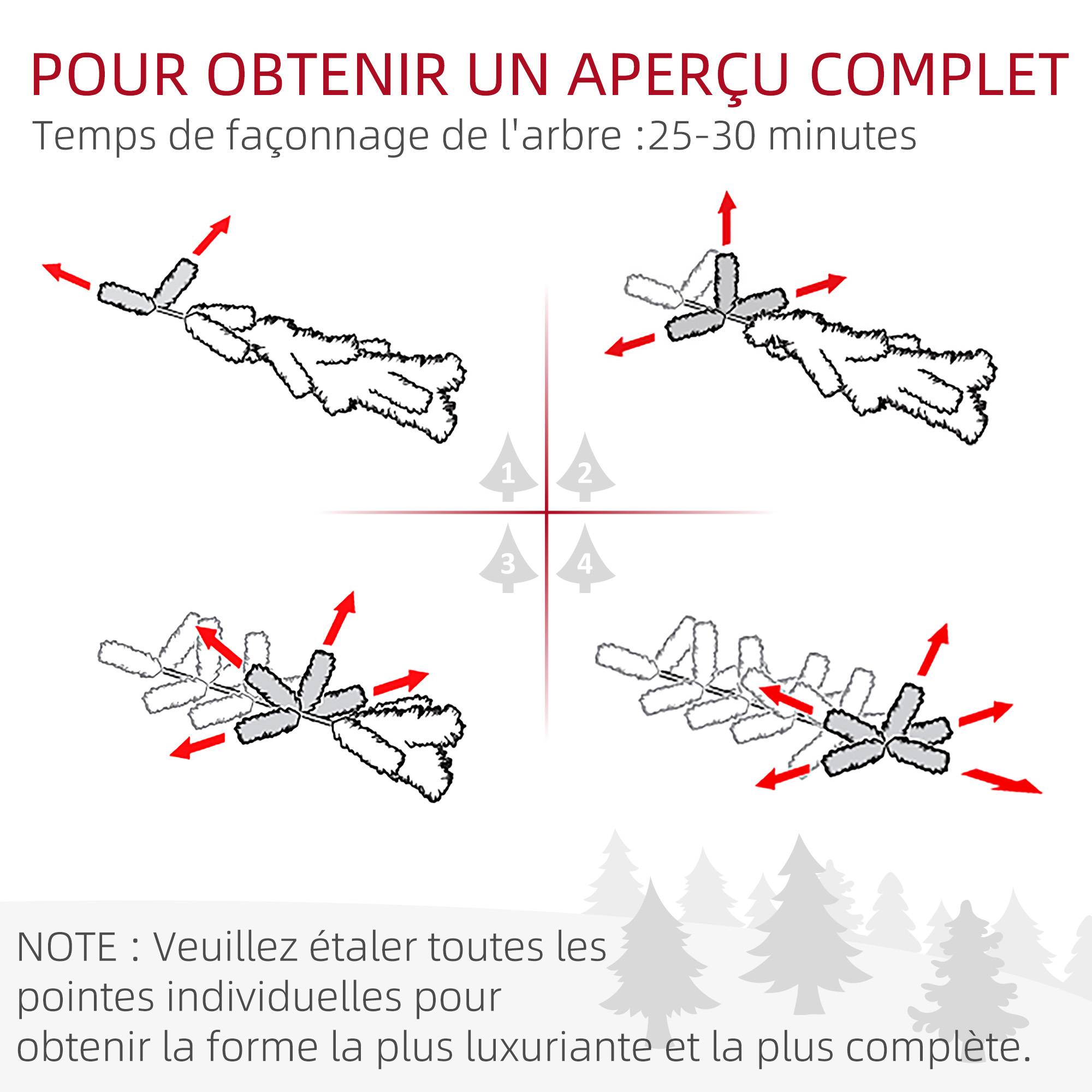 Sapin de Noël artificiel 180 cm Arbre de Noël avec support en métal 1489 branches enneigées, pommes de pin, vert - Image 9