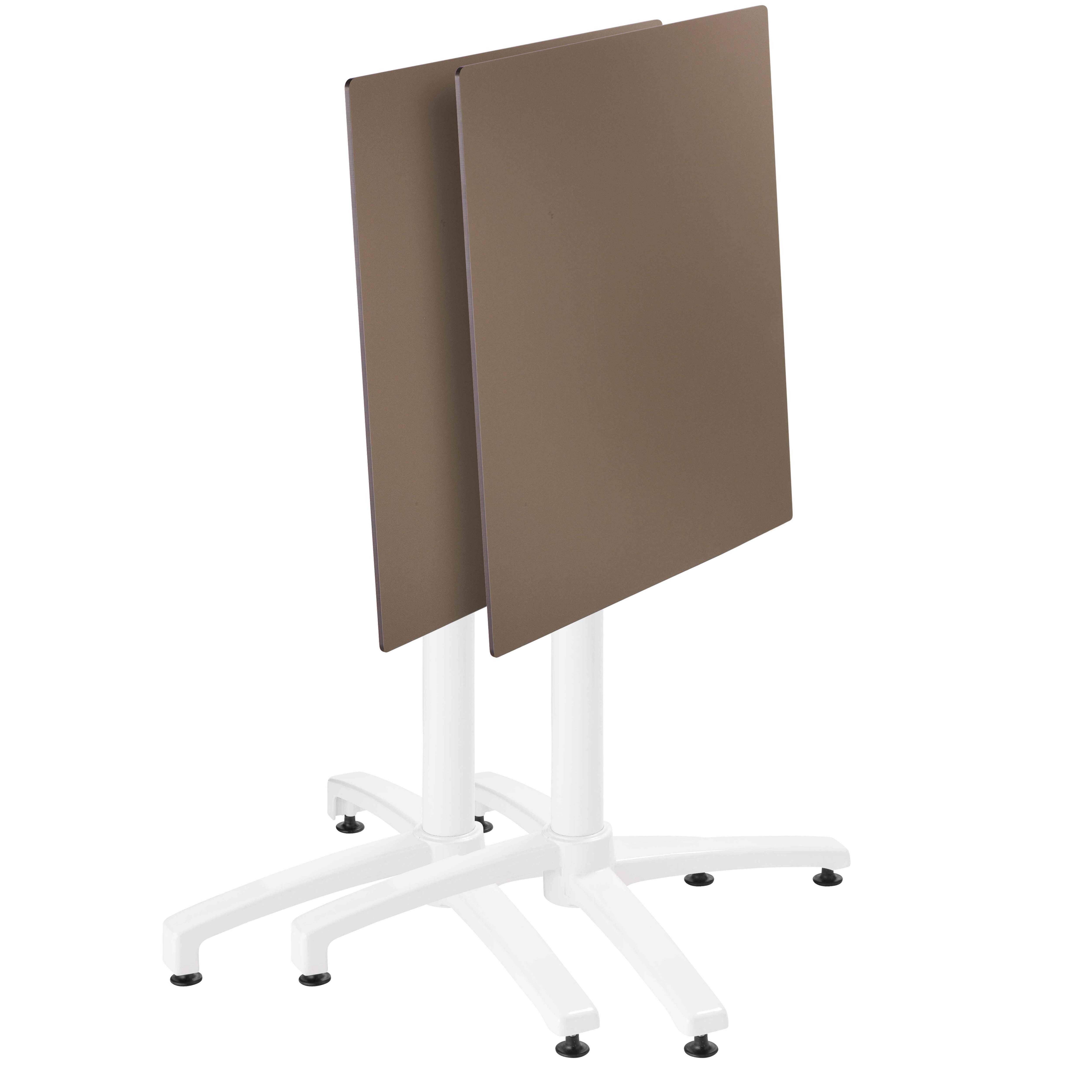 Oviala - Ensemble table 70 cm taupe et 4 chaises en métal blanc - Oviala - Imagen 3