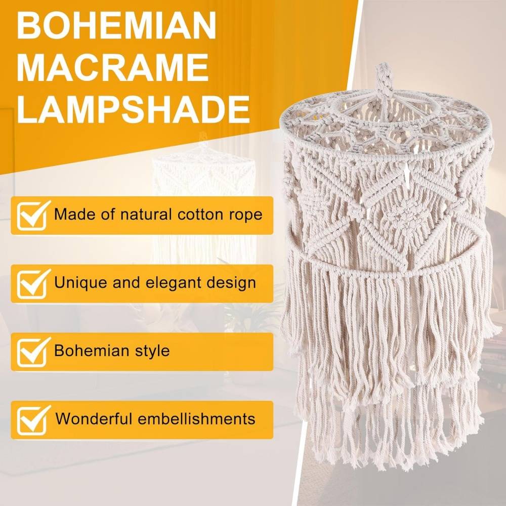Abat-jour en macramé tissé,Abat-jour Boho élégant - Couverture de