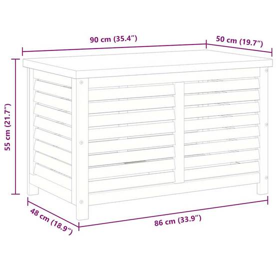 Grande Boîte de Rangement Jardin Bois d'Eucalyptus Massif et Métal pour Terrasse Brun 90x48x55 cm – ComfortXL Outdoor Living - Image 9