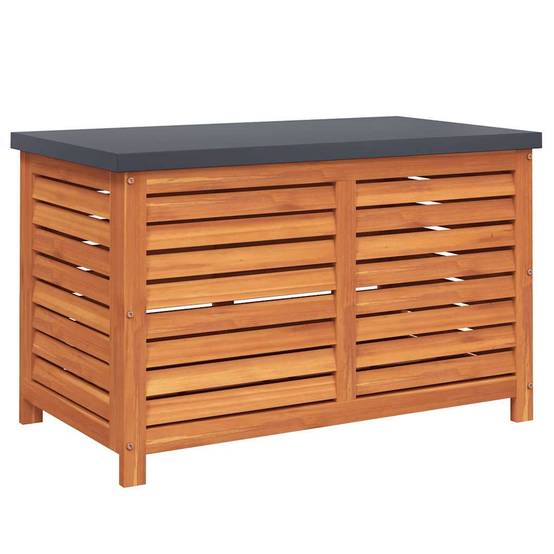 Grande Boîte de Rangement Jardin Bois d'Eucalyptus Massif et Métal pour Terrasse Brun 90x48x55 cm – ComfortXL Outdoor Living - Image 2