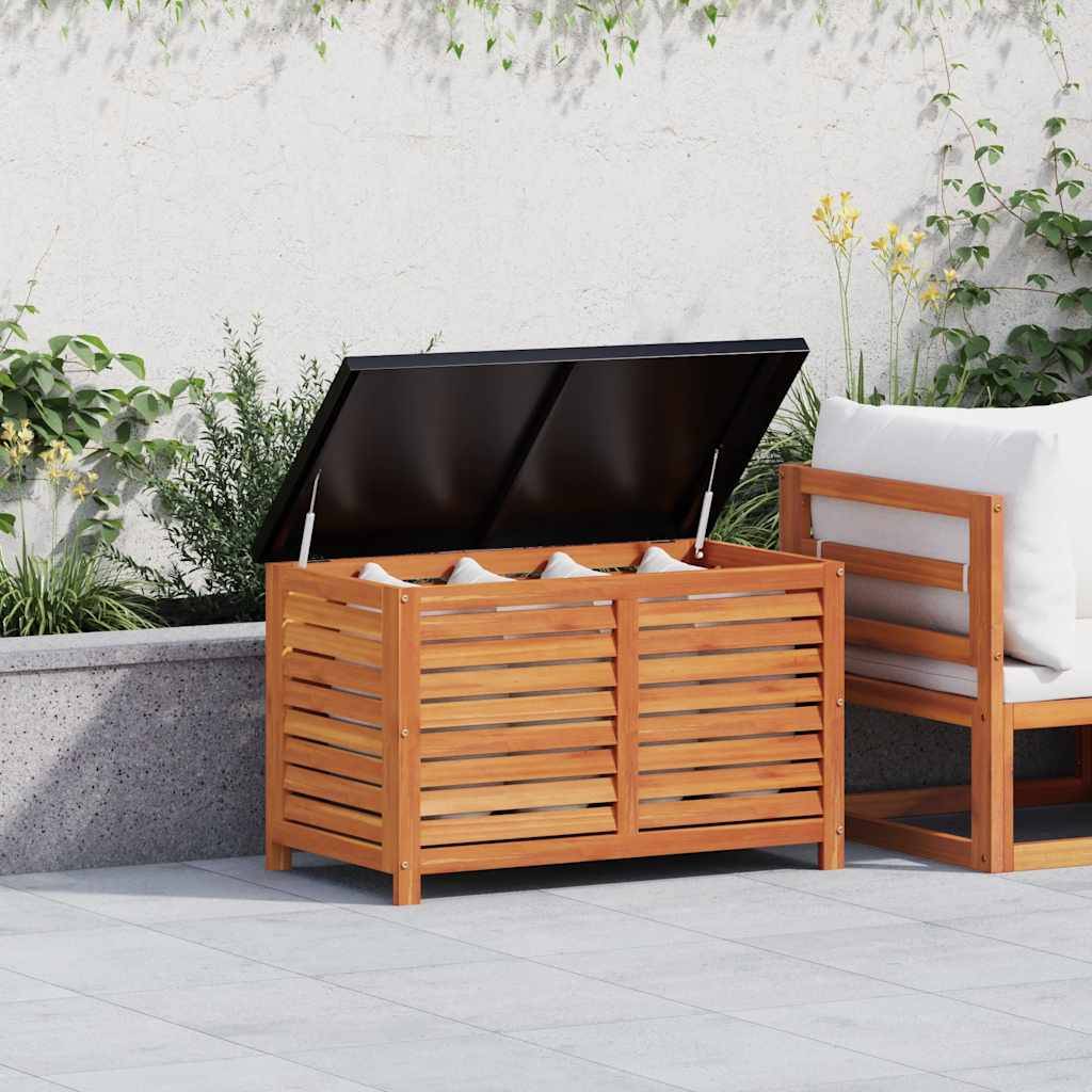 Grande Boîte de Rangement Jardin Bois d'Eucalyptus Massif et Métal pour Terrasse Brun 90x48x55 cm – ComfortXL Outdoor Living - Image 1