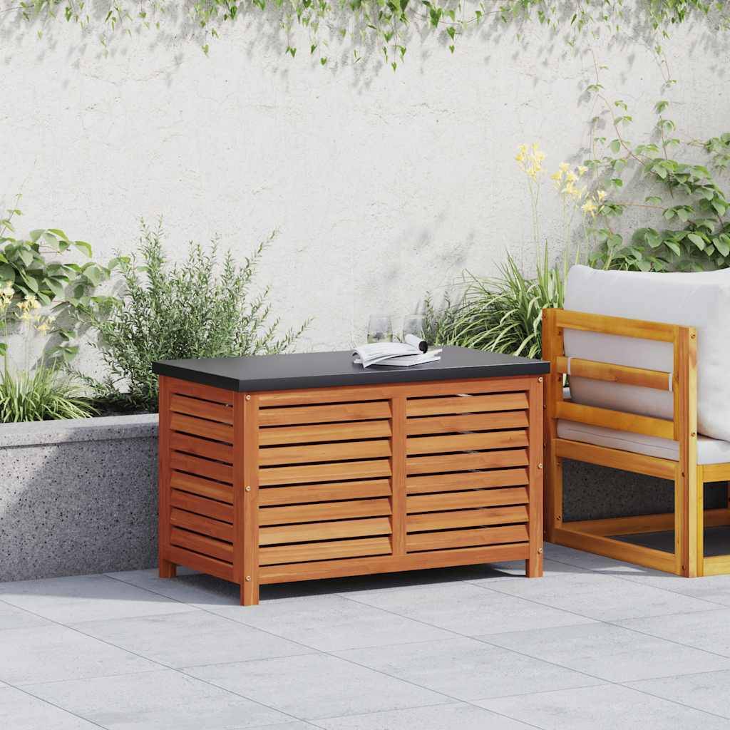 Grande Boîte de Rangement Jardin Bois d'Eucalyptus Massif et Métal pour Terrasse Brun 90x48x55 cm – ComfortXL Outdoor Living - Image 3