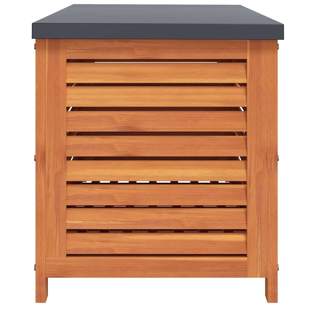 Grande Boîte de Rangement Jardin Bois d'Eucalyptus Massif et Métal pour Terrasse Brun 90x48x55 cm – ComfortXL Outdoor Living - Image 5