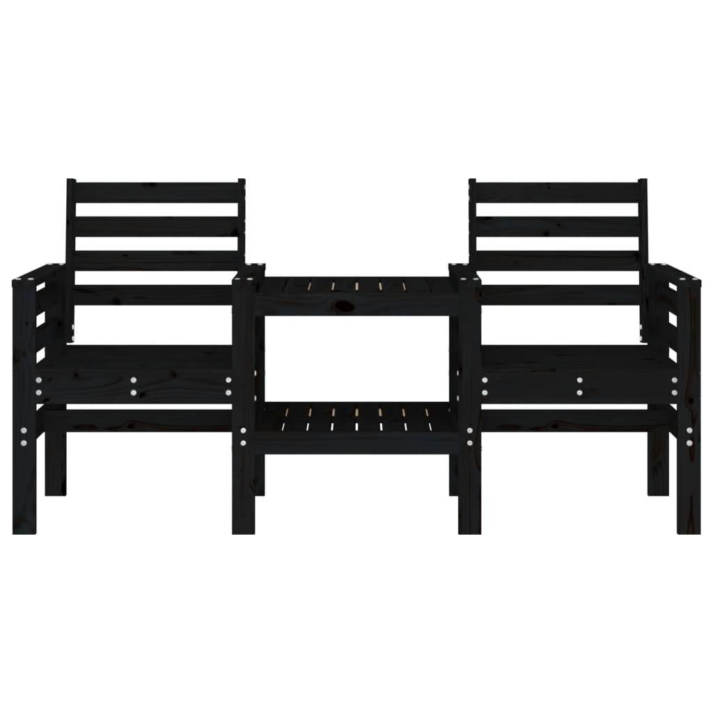 Maison Chic - Banc de jardin - Banc d'extérieur - Banquette avec table 2 places noir bois massif de pin-JU13958 - Imagen 3