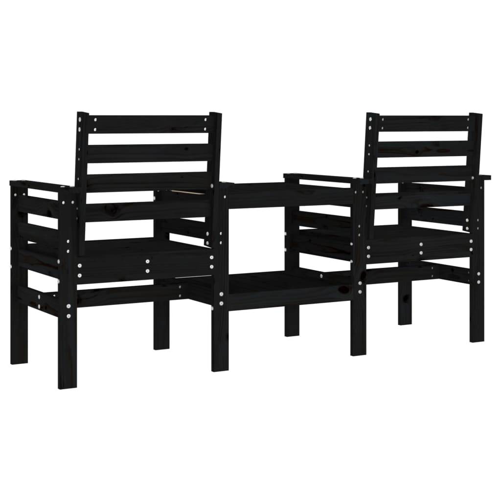 Maison Chic - Banc de jardin - Banc d'extérieur - Banquette avec table 2 places noir bois massif de pin-JU13958 - Imagen 5