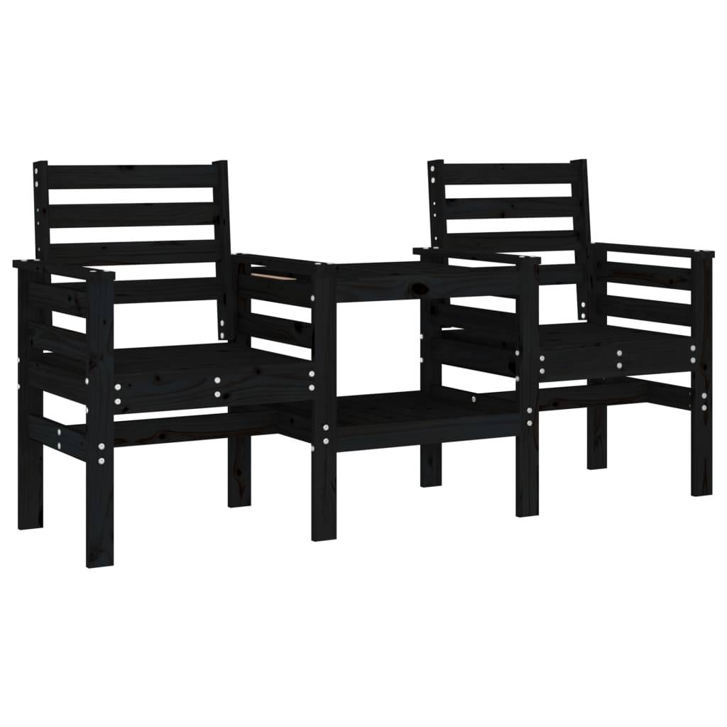 Maison Chic - Banc de jardin - Banc d'extérieur - Banquette avec table 2 places noir bois massif de pin-JU13958 - Imagen 1