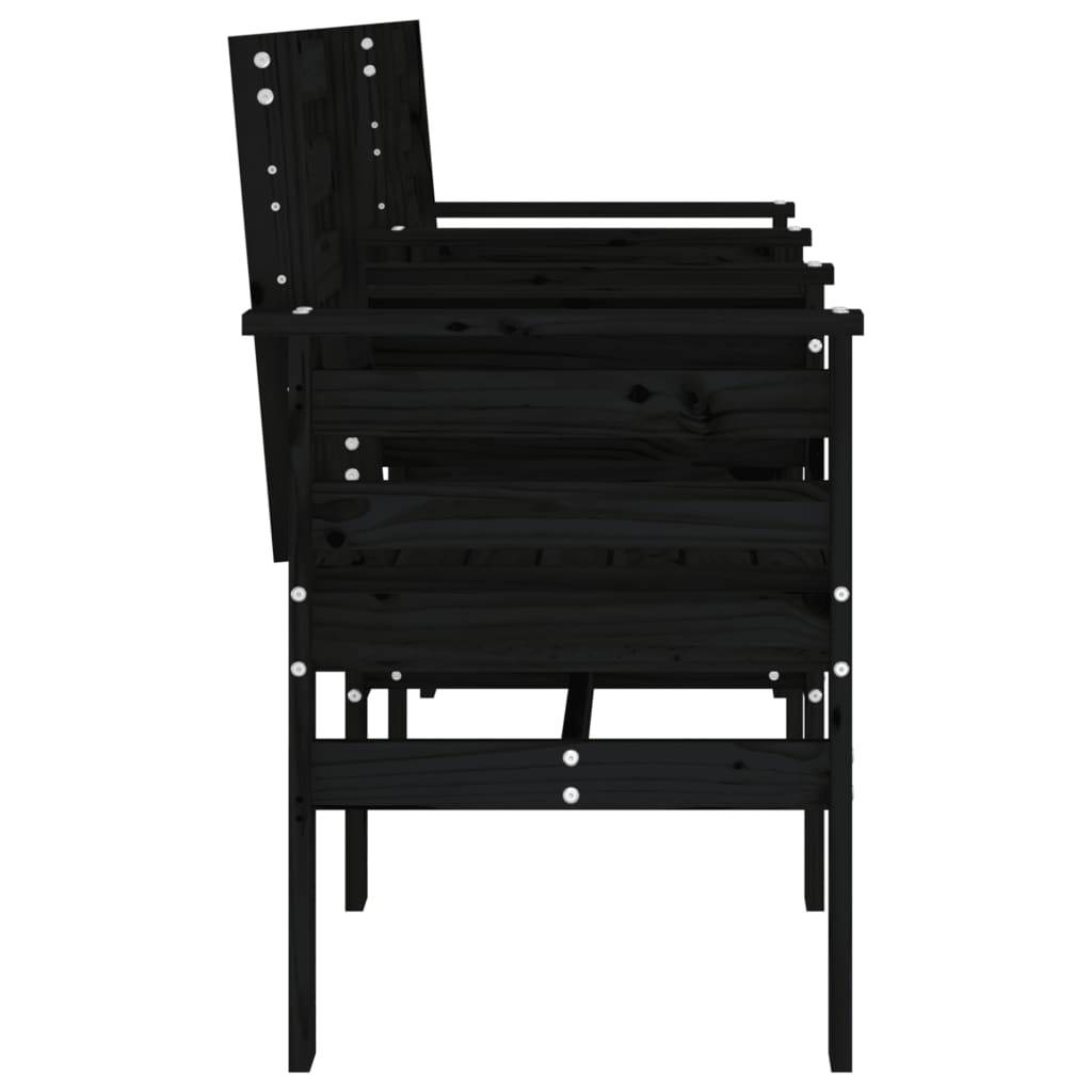 Maison Chic - Banc de jardin - Banc d'extérieur - Banquette avec table 2 places noir bois massif de pin-JU13958 - Imagen 4