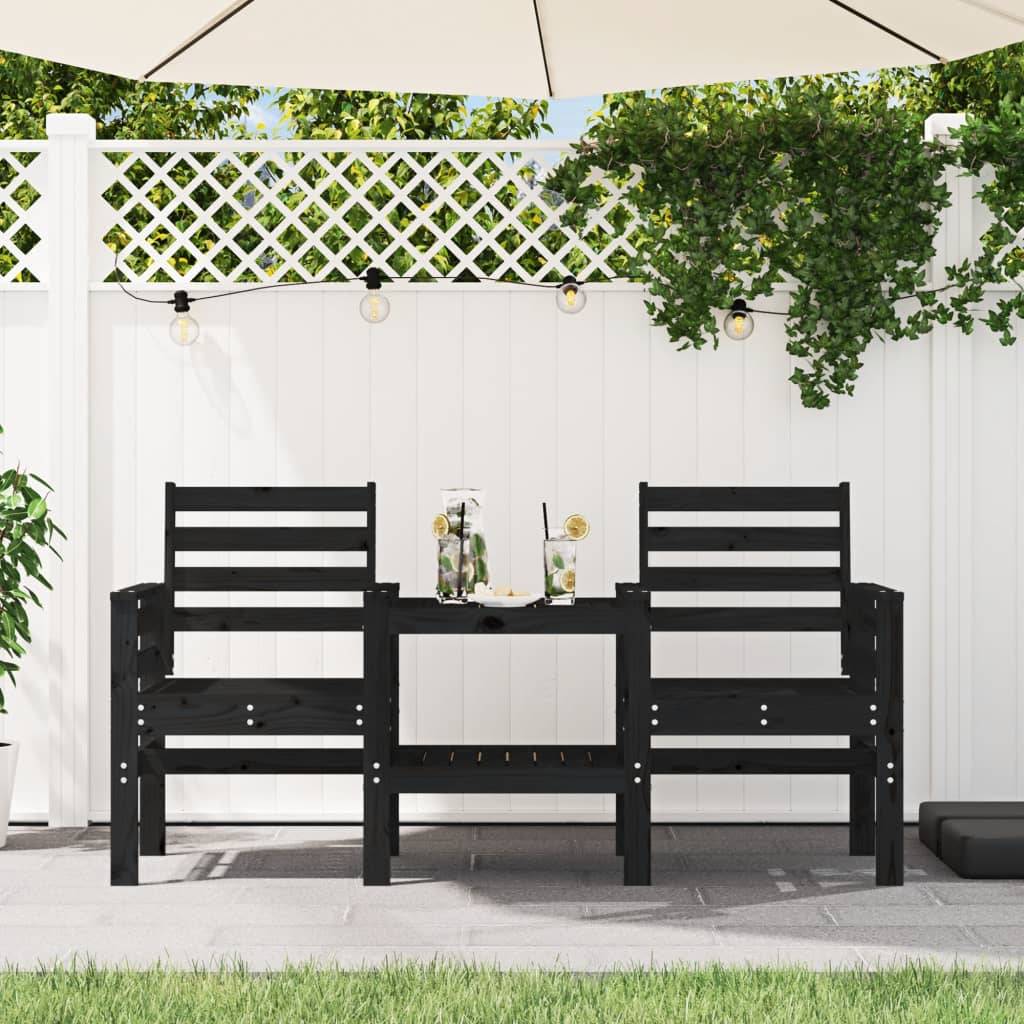 Maison Chic - Banc de jardin - Banc d'extérieur - Banquette avec table 2 places noir bois massif de pin-JU13958 - Imagen 2