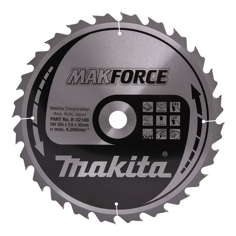 Makita - Lames carbure "MakForce", pour bois, pour scies circulaires MAKITA - taille Ø355 mm x 24 Dents - MAKITA ACCESSOIRES - Imagen 1
