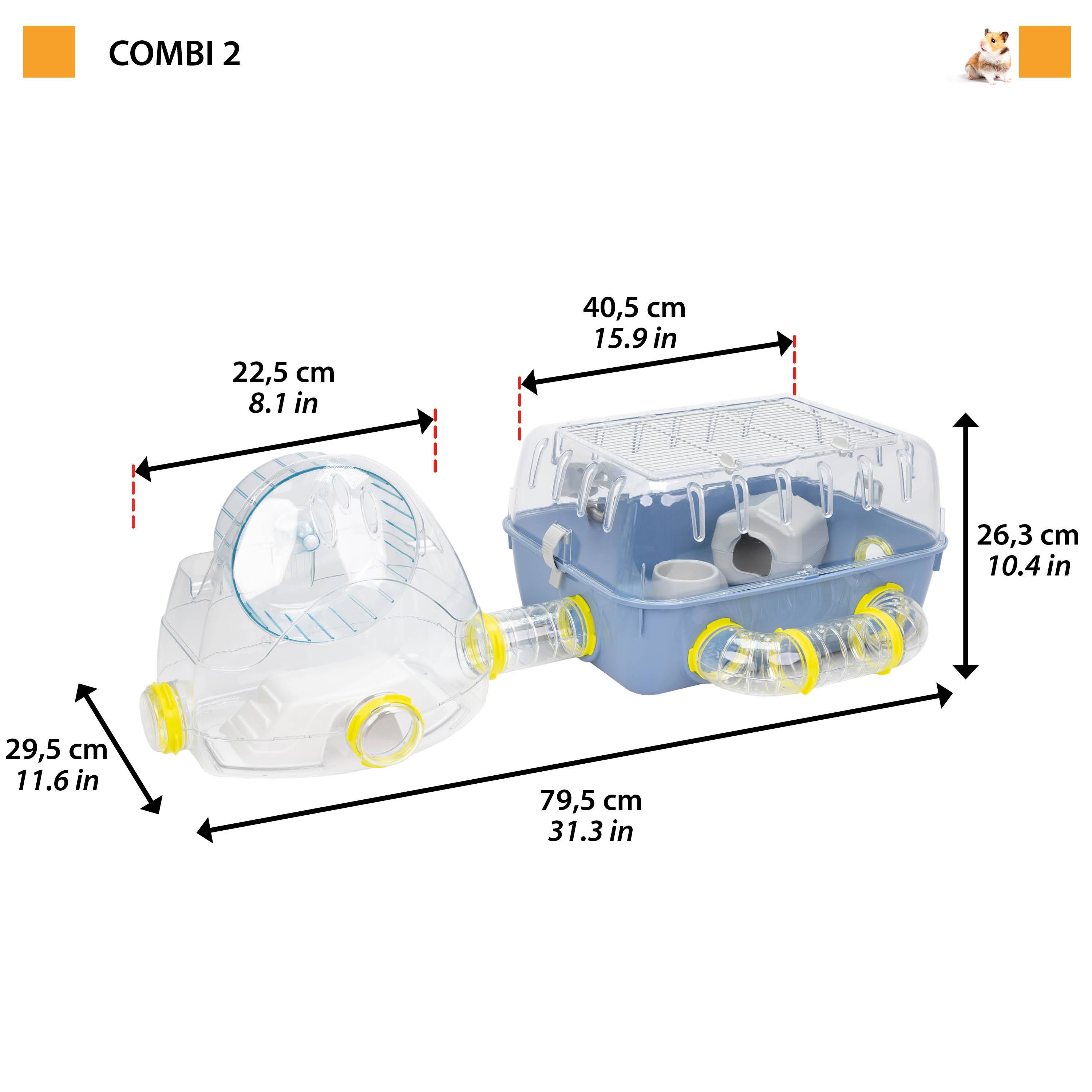 Ferplast - Ferplast Cage pour hamsters COMBI 2, habitat pour petits rongeurs, plastique robuste, toit avec grille qui s'ouvre, tunnel et module de jeux, - Imagen 2