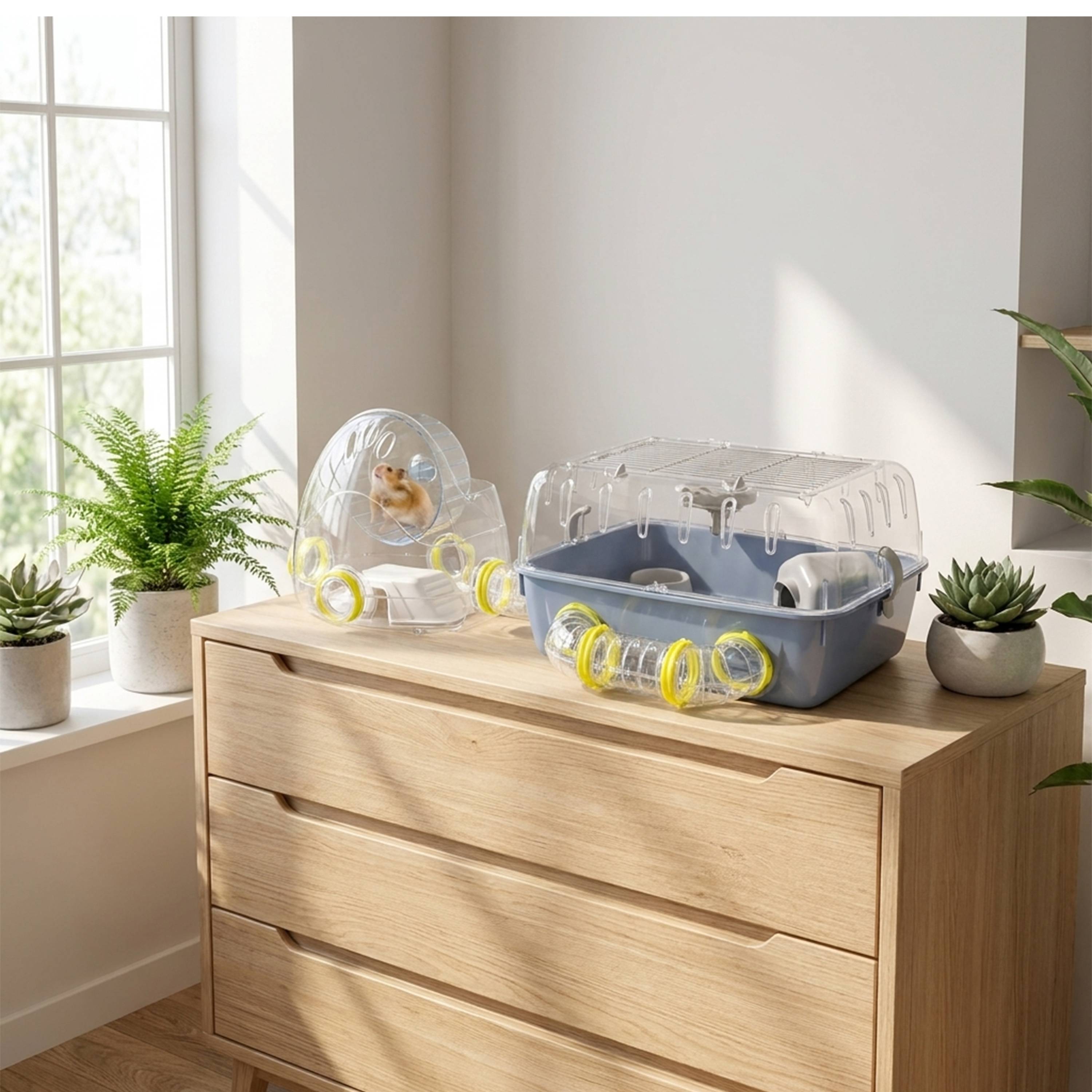 Ferplast - Ferplast Cage pour hamsters COMBI 2, habitat pour petits rongeurs, plastique robuste, toit avec grille qui s'ouvre, tunnel et module de jeux, - Imagen 3