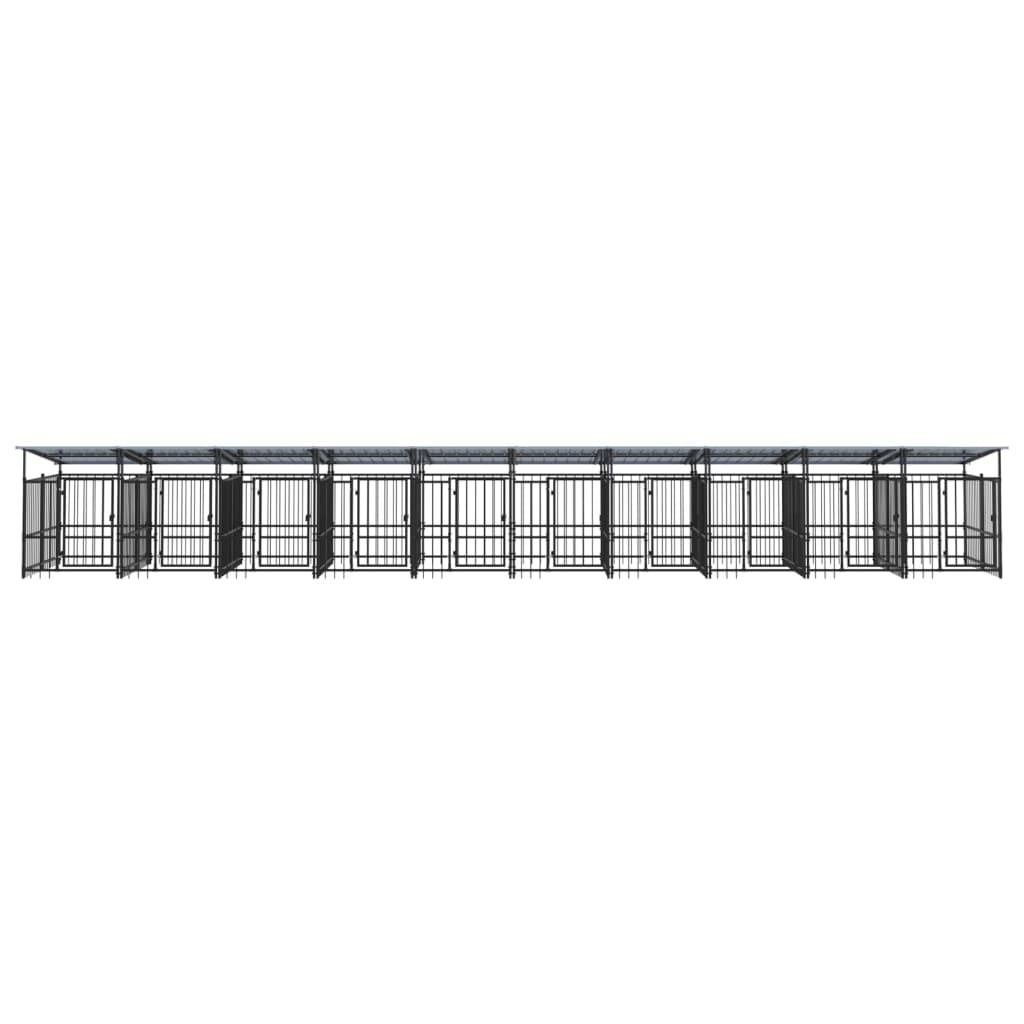 Vidaxl - Chenil d'extérieur avec toit pour chiens Acier 18,77 m² vidaXL 3124597 - Imagen 8