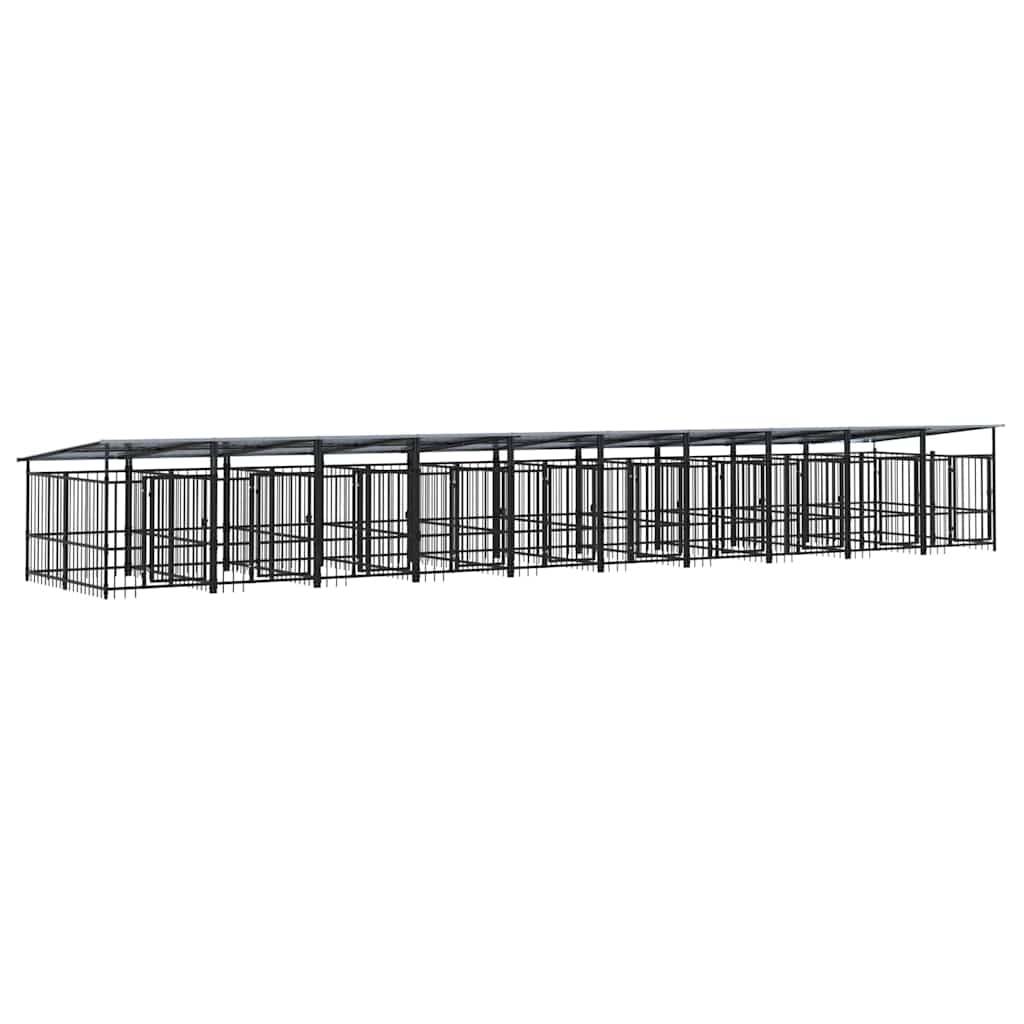 Vidaxl - Chenil d'extérieur avec toit pour chiens Acier 18,77 m² vidaXL 3124597 - Imagen 2