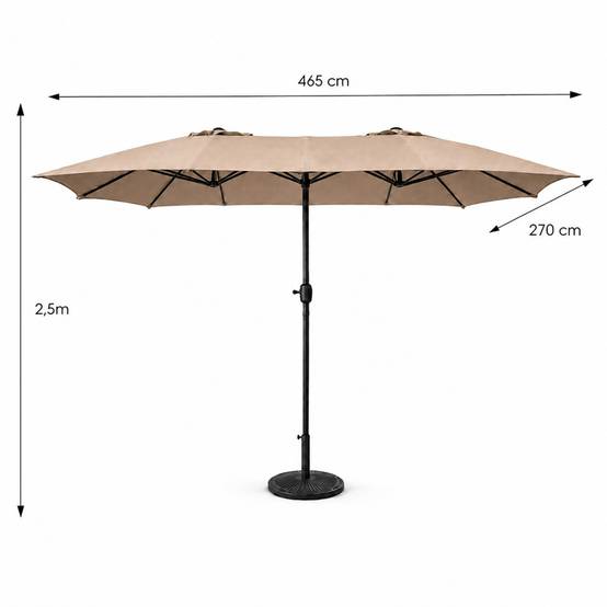 Parasol rectangulaire double 27x46m taupe VENICE - Image 3