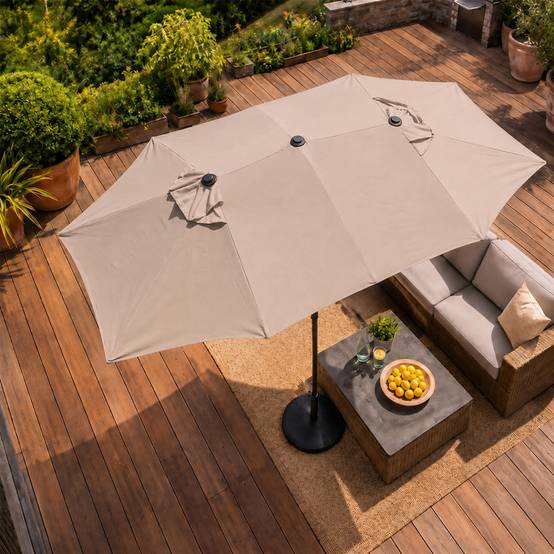Parasol rectangulaire double 27x46m taupe VENICE - Image 6