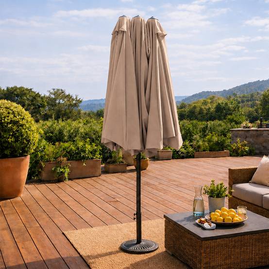 Parasol rectangulaire double 27x46m taupe VENICE - Image 5