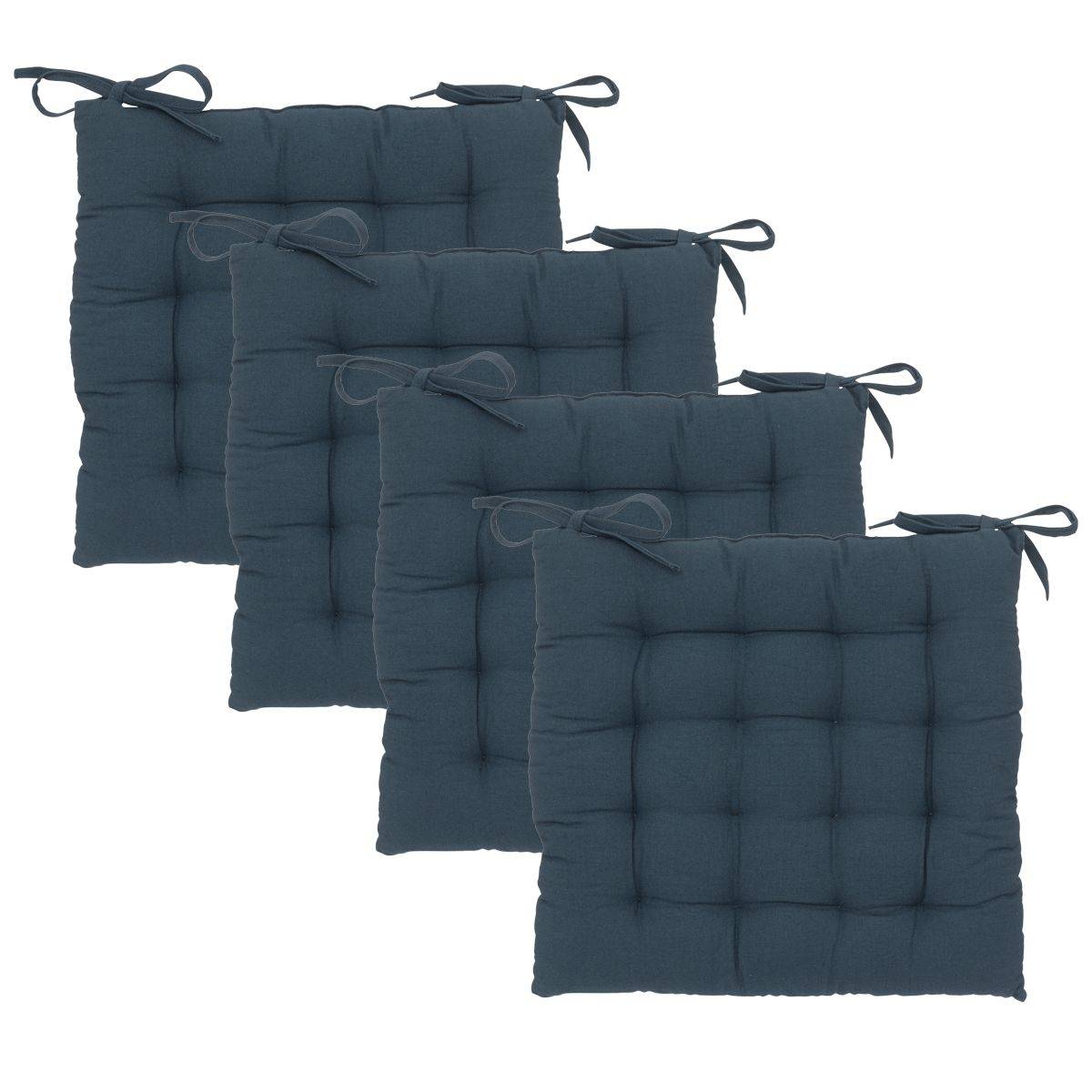 Lot de 4 Galettes de chaise en Coton Bleu egeen 38 x 38 cm - Imagen 1