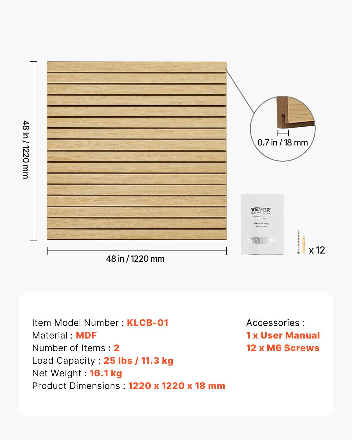 VEVOR Panneau mural garage 1220x1220 mm, MDF, couleur bois. - Image 7