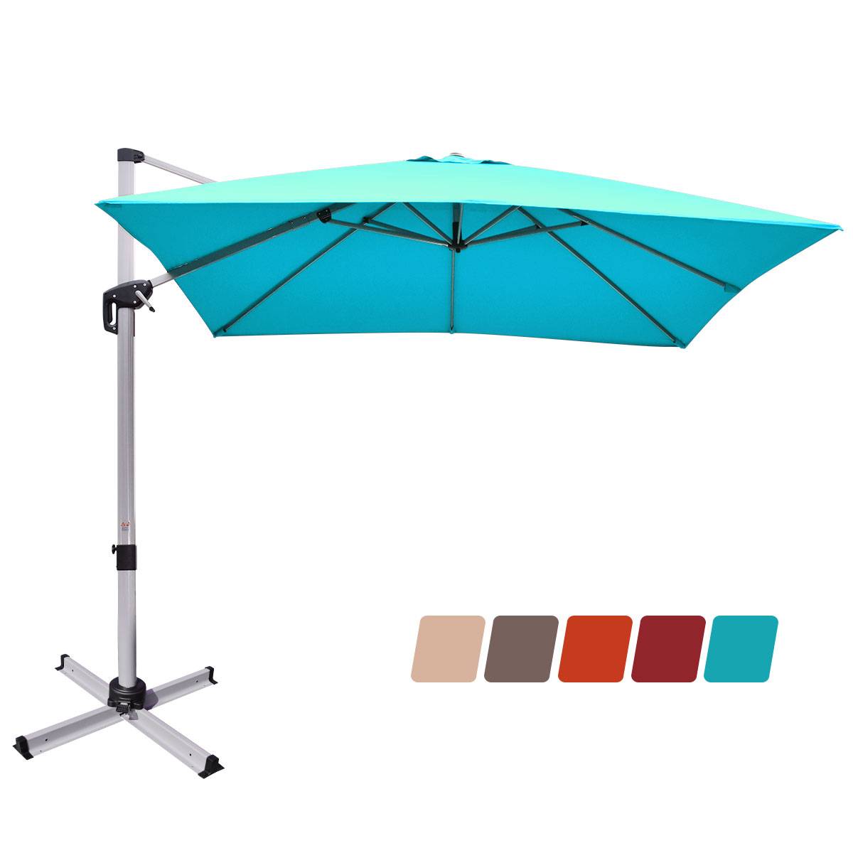 Maison Chic - Parasol Déporté Carré 3M Base en Croix Poteau en Aluminium Rotatif Manivelle Inclinable Bleu - Image 1