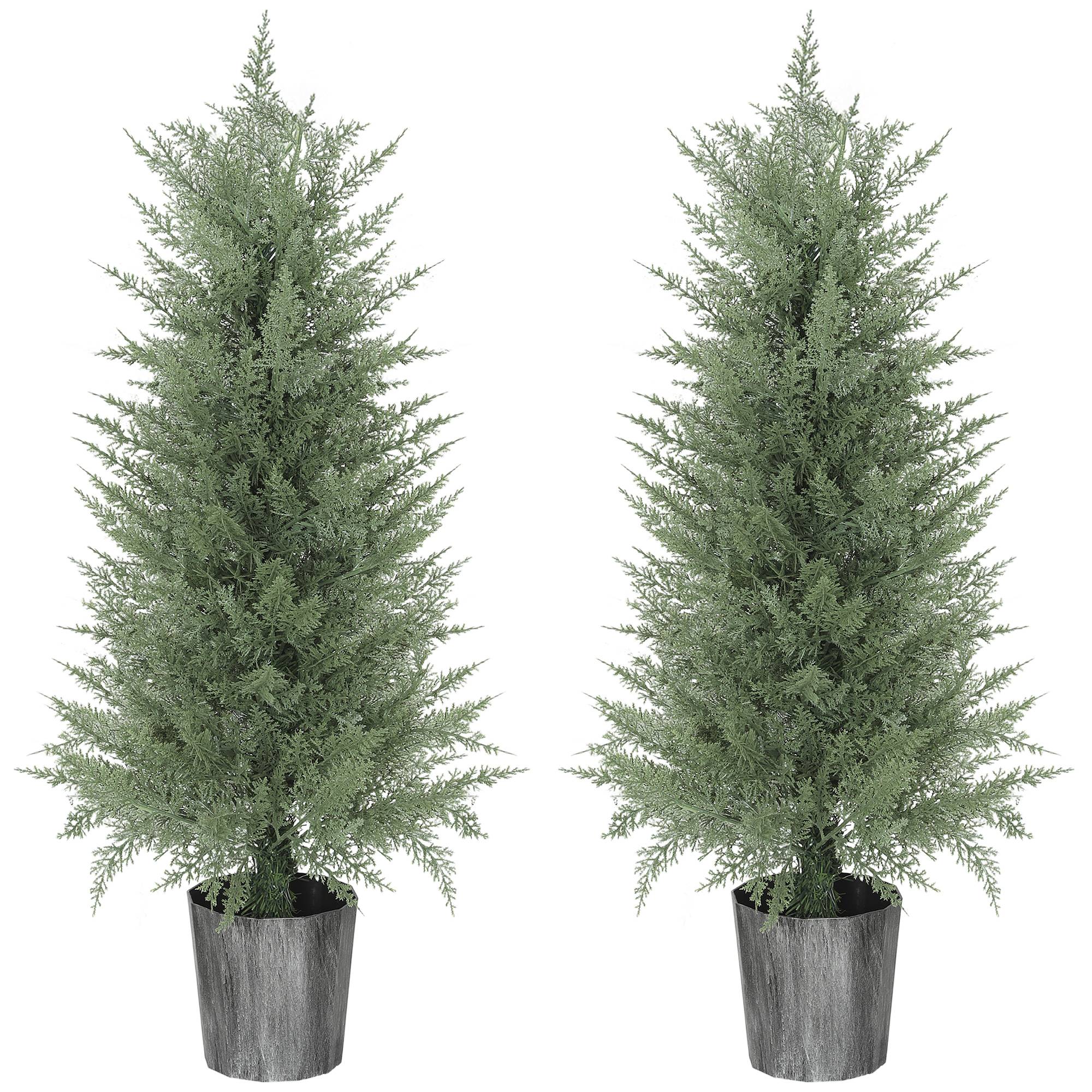 Cyprès Artificiel Lot 2 Plastique Intérieur Extérieur Décoration Sans Entretien 90cm Vert - ComfortXL Outdoor Living - Image 2