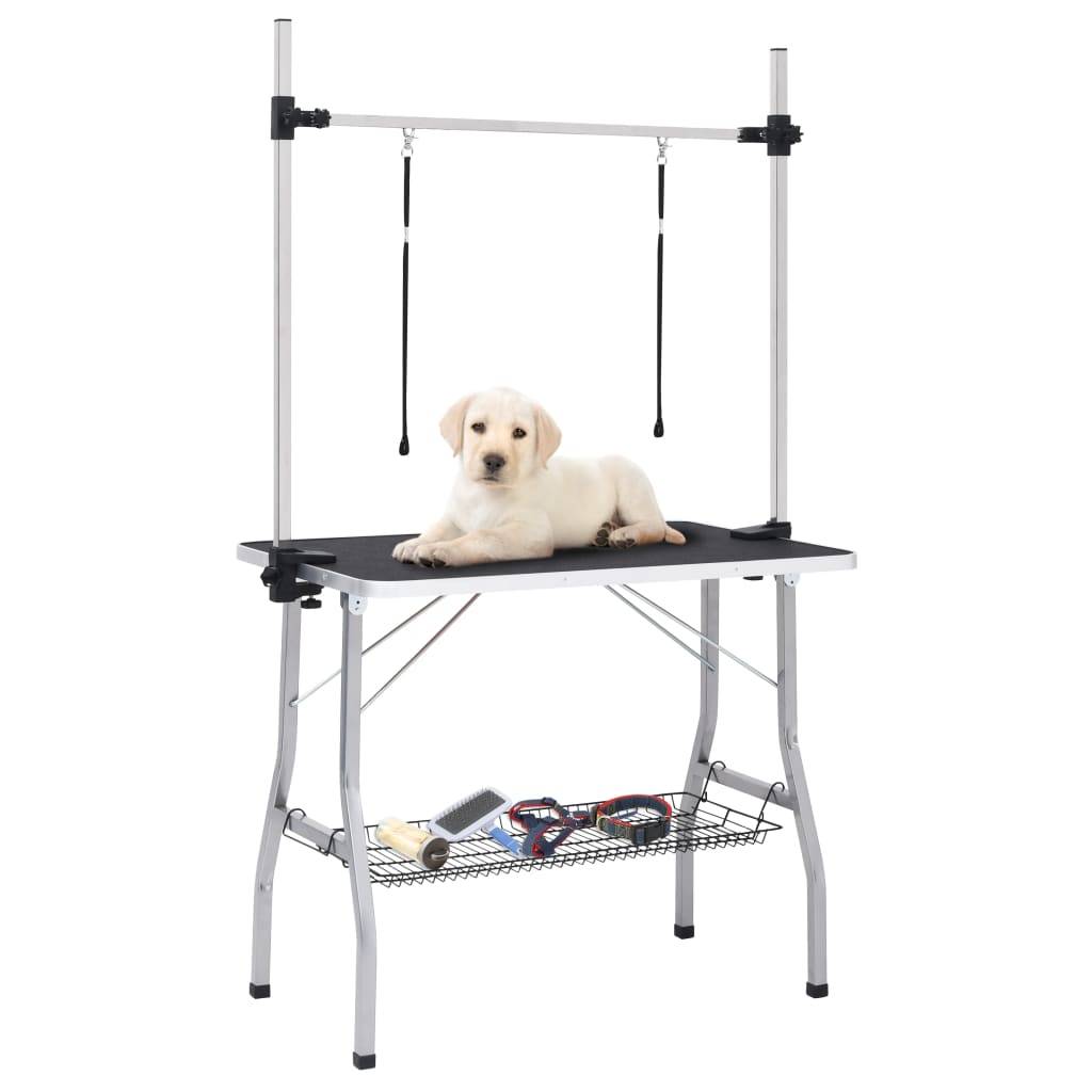 Vidaxl - Table de toilettage réglable de chiens avec 2 boucles et panier vidaXL 171069 - Imagen 1