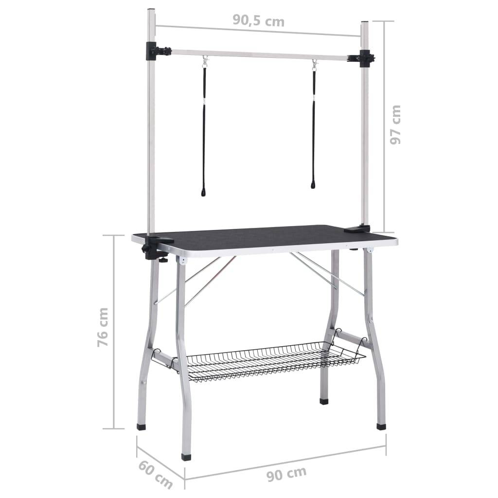 Vidaxl - Table de toilettage réglable de chiens avec 2 boucles et panier vidaXL 171069 - Imagen 3