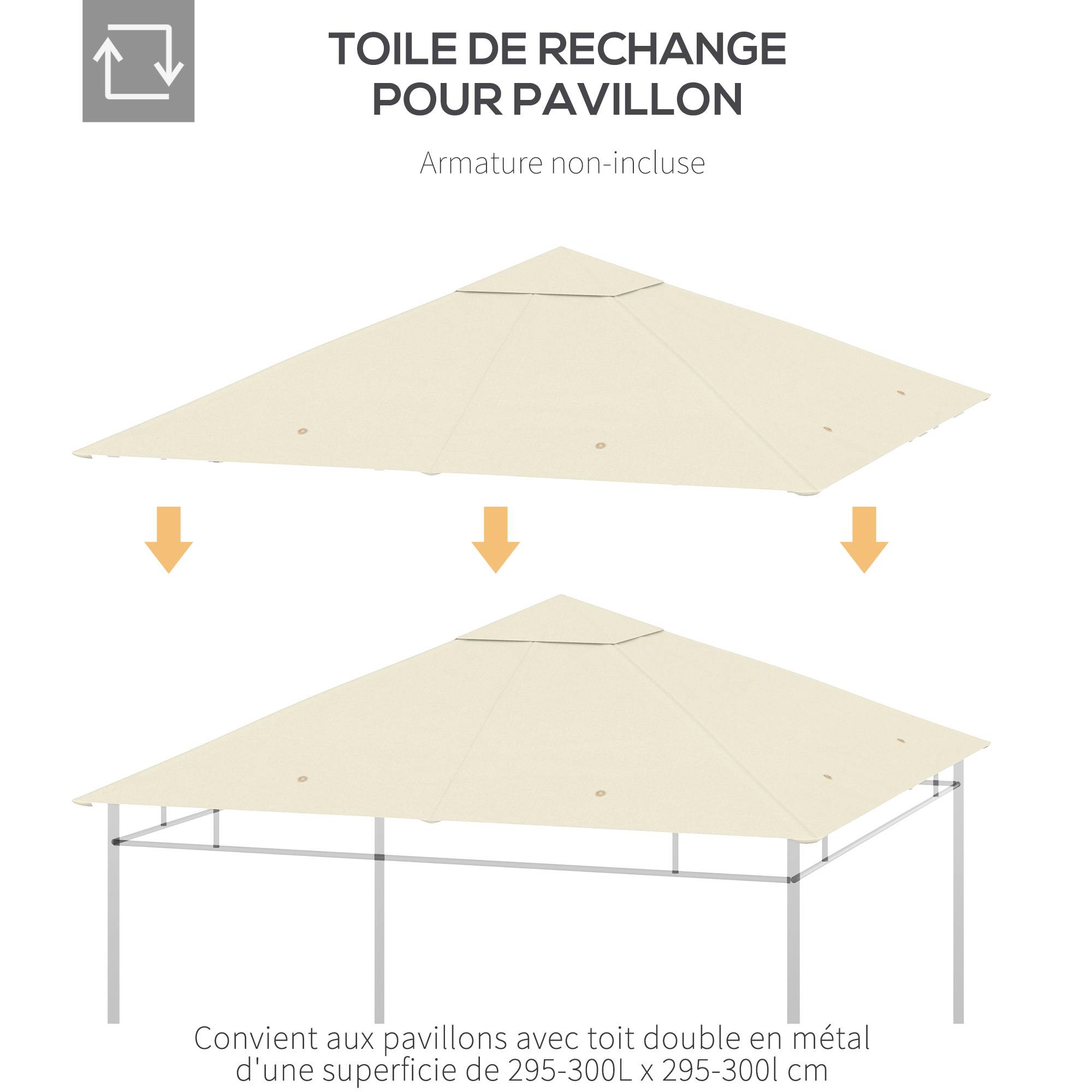 ComfortXL - Toile rechange tonnelle polyester jardin remplacement double toit 298x295 crème - ComfortXL Outdoor Living - Image 9