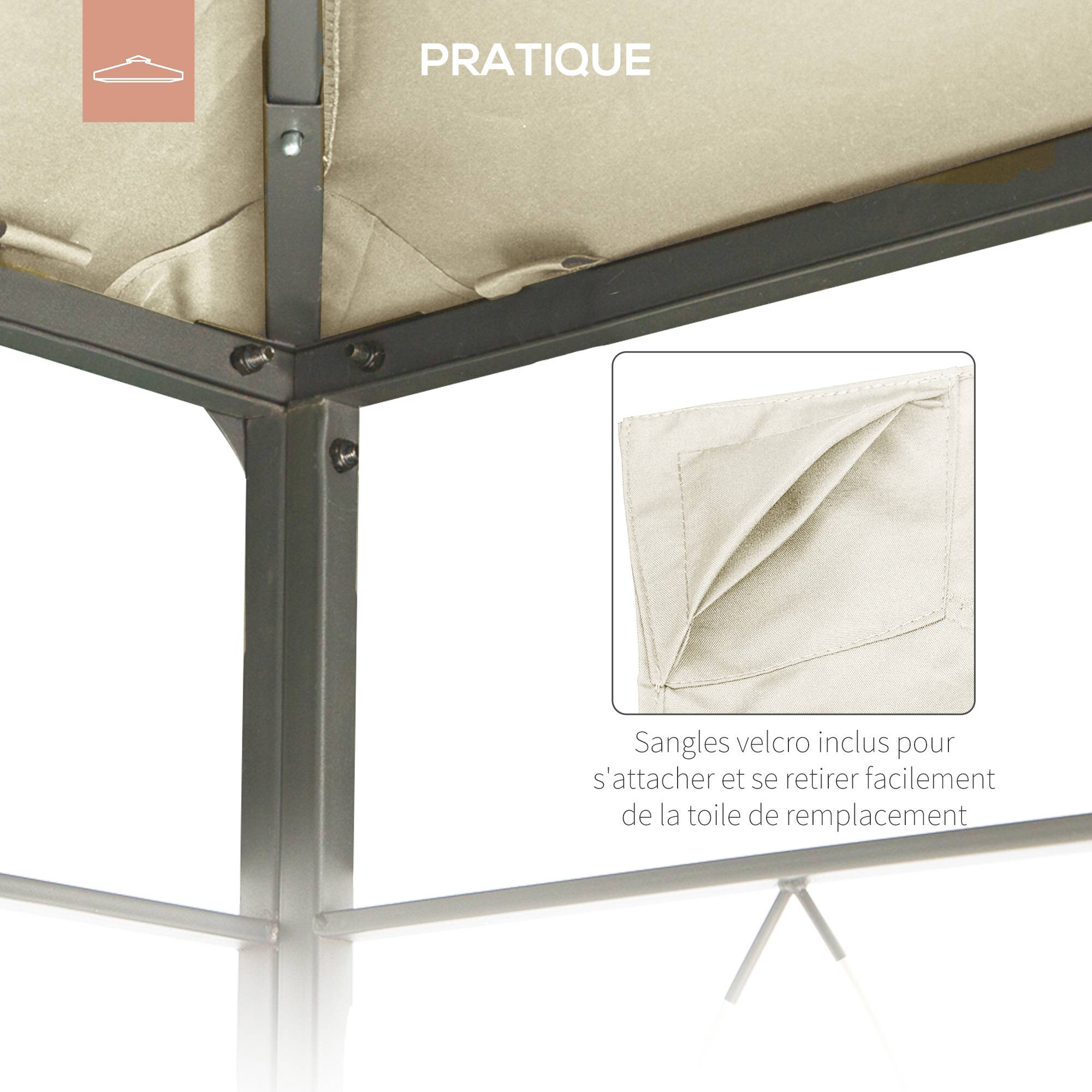 ComfortXL - Toile rechange tonnelle polyester jardin remplacement double toit 298x295 crème - ComfortXL Outdoor Living - Image 7