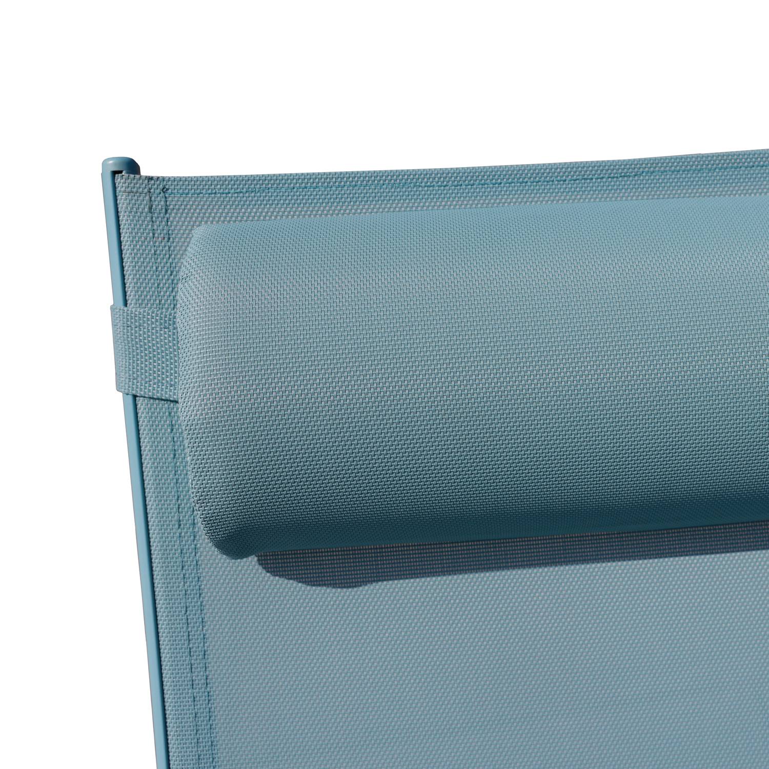 Lot de 2 transats GALAPAGOS en textilène bleu clair - aluminium bleu clair - HAPPY GARDEN - Image 6