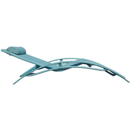 Lot de 2 transats GALAPAGOS en textilène bleu clair - aluminium bleu clair - HAPPY GARDEN - Image 5